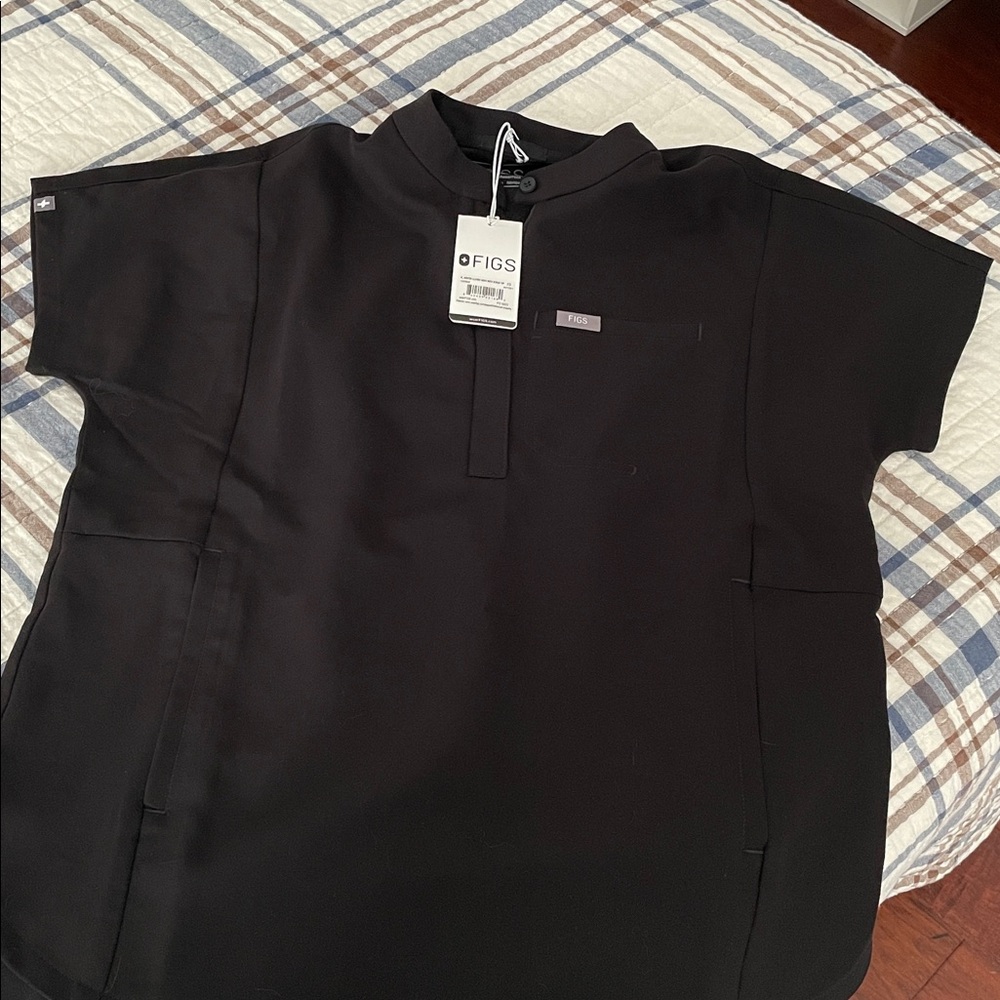 Figs Jet Black Medical Scrub Top